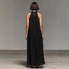 Women's Resort Ruffled Halterneck Sleeveless Open-Back Maxi Dress by FitiqueFit