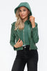 Women Classic Snobbish Faux Leather Zip-Up Drawstring Hooded Jacket Edgy & Casual PU Leather Jacket For Streetwear by Stevvex