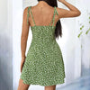 Floral Mini Dress Spaghetti Strap Tie Shoulder Ruffle Summer Boho Dresses