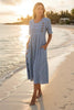 Button-Down Swing Maxi Dress – Short Sleeve Pocket Pullover Long Dress by FitiqueFit