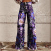 Women's Printed Flare Pants – Mid-Waist Full Length Plus Size by FitiqueFit