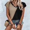 Women's Color-blocked Casual Short Sleeve Top by My Store