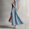 Women's Patchwork Cardigan & Wide Leg Pants Set | Colorblock Linen by FitiqueFit