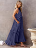 Romantic Ruffled Sleeveless Tiered Maxi Dress with Pockets Elegant & Chic Statement Beautiful Design Dress by Stevvex
