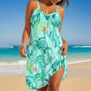 Sea Turtle Print Sleeveless Bohemian Beach Dress | Knee Length by FitiqueFit