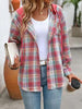 Plaid Buttoned Long Sleeve Hooded Jacket for Women – Cozy & Stylish Cotton-Blend Outerwear by Stevvex