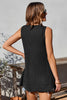 Black Scoop Neck Waffle Knit Splicing Flowy Vest
