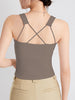 Crisscross Scoop Neck Wide Strap Cropped Tank with Chest Pads