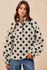 BiBi Polka Dot Sherpa Half Zip Up Top with Side Pocket by FitiqueFit