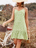 Light Green Daisy Print V-Neck Mini Dress Floral Summer Lightweight Dress For Women by Stevvex