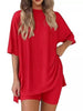 Full Size Half Sleeve T-Shirt and Shorts Set Plus Size by Simply Love