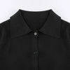 Women's V-Neck Ribbed Knit Button Cardigan Top – Black by FitiqueFit