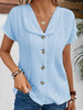 🌞 Women's Summer Solid Color Short-Sleeved Button Cardigan Top by FitiqueFit