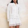 Women's Hollow-Out Patchwork Tassel Coat – Long Sleeve Lapel Button-Down Jacket by FitiqueFit
