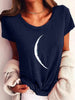 Wide Collar Printed T-Shirt – Casual Short Sleeve Top for Women by FitiqueFit