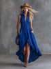Lapel Collar Zip-Front Ruffle Hem Boho Dress by FitiqueFit