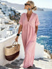 V-Neck Short-Sleeve High Waist Maxi Dress | Resort Style by FitiqueFit