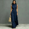 Women's Stand-Collar Single-Breasted Sleeveless Midi Dress by FitiqueFit