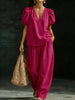 Women’s V-Neck Casual Two Piece Set by FitiqueFit