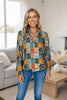 Women's Retro Floral Print Chiffon Blouse – Loose Fit Long-Sleeve Top by FitiqueFit