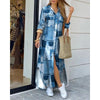 Fashion Long Sleeve Printed Shirt Dress Long Positioning Flower