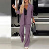 Casual Printed Suit Set for Women – Geometric Long Sleeve Two Piece Outfit by FitiqueFit
