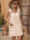 Scoop Neck Tie Shoulder Mini Dress