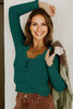 Black Lace Neckline Button Decor Lettuce Edge Long Sleeve Ribbed Top by Wild and Free Boutique