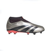 adidas Predator League Laceless Firm Ground Sneaker Platin Metallic/Aurora Black/Turbo 4 US Unisex Big Kid by EasyOptionXY