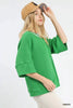 Umgee Ribbed Knit Top with Contrast Trim by FitiqueFit