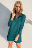 Double Take Textured Zip Long Sleeve Dress Classic Zip-Up Dress for Women Comfortable Outdoor Dress by Stevvex