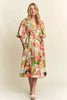 New Summer Floral V-Neck Puff Sleeve Midi Dress For Women – Feminine, Charming, Elegant, Eye-Catching, Perfect for Any Occasion by Stevvex