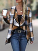 Elegant Plaid Open Front Long Sleeve Jacket Stylish & Cozy Lightweight Breathable Outerwear by Stevvex