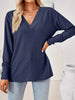 Plus Size V-Neck Textured Long Sleeve T-Shirt by Simply Love