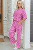 Rose Checkered Print Half Sleeve Tee 2pcs Lounge Pant Set by Wild and Free Boutique