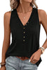 Black Half Button V Neck Patched Pocket Tank Top