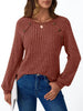 Ribbed Knit Decor Button Long Sleeve T-Shirt by Simply Love