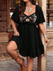 Women's Floral Embroidered Ruffle Short-Sleeve Midi Dress by FitiqueFit