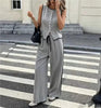 Women's Contrast Color Sleeveless Vest & Drawstring Trousers Suit – 6 Colors S–XXL by FitiqueFit