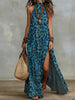 Women's Printed Scarf-Style Maxi Dress – Sleeveless, Split, Loose Boho by FitiqueFit