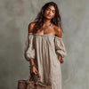 Women's Off-Shoulder Long-Sleeve Maxi Dress by FitiqueFit