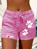 Women's Printed Elastic Waist Cropped Shorts With Pockets by FitiqueFit