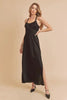 Ruched Side Slit Cutout Back Maxi Cami Dress For Women – Elegant, Romantic & Alluring with Flattering Fit and Glamorous Details by Stevvex