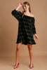 Off-Shoulder Balloon Sleeve Velvet Mini Dress – Glamorous Off-Shoulder Design, Playful Balloon Sleeves, Luxurious Velvet Fabric, Elegant & Sexy Mini Dress for Parties and Date Nights by Stevvex