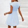 Women's Mini Dress V Neck Flutter Sleeve Striped Summer Dress by FitiqueFit