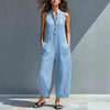 Casual Women’s Buttoned Stand Collar Sleeveless Loose Jumpsuit by FitiqueFit