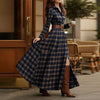 Women's Printed Lapel Slim-Fit Dress – Elegant Commuter Style by FitiqueFit