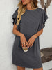 Ruffled Round Neck Short Sleeve Dress Feminine Simple Classic Dress Breathable And Comfy Dress by Stevvex