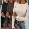 3 Pack Women's Long Sleeve Shirts - Crew Neck Ribbed Tops