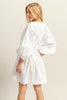 New Plunge Balloon Sleeve Poplin Mini Dress with Pockets For Summer Bold, Elegant, Sexy, Trendy, and Practical with Dramatic Balloon Sleeves and Plunging Neckline for a Fashion-Forward Look by Stevvex